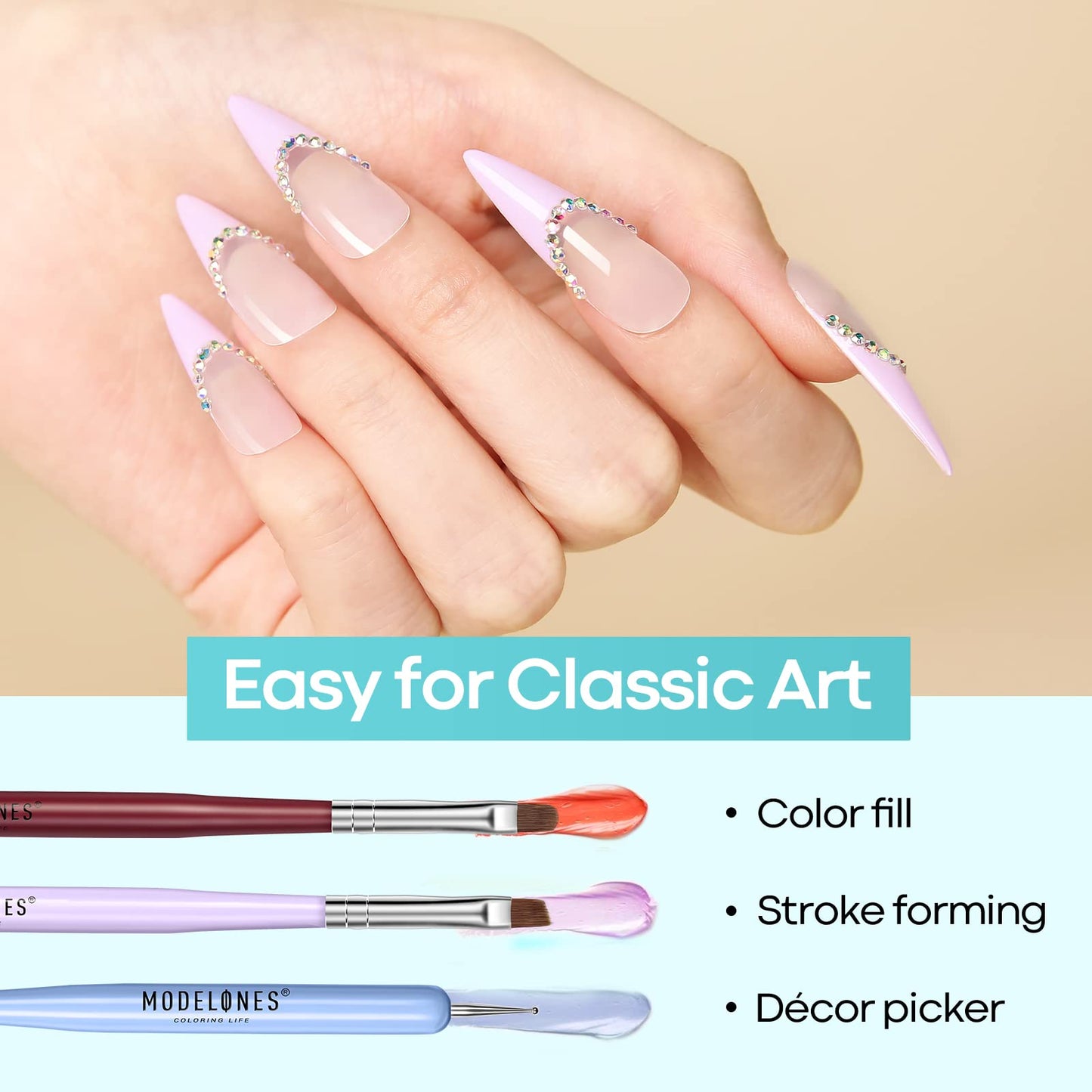 Modelones Nail Art Brushes With Mini Nail LED Lamp, 2022 Newest Gel Polish Nail Art Design Tool for Easy and Fast Nail Extension System, Manicure Set for Salon at Home DIY