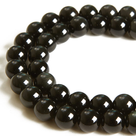 60pcs 6mm Black Obsidian Beads Natural Gemstone Beads Round Loose Beads for Jewelry Making