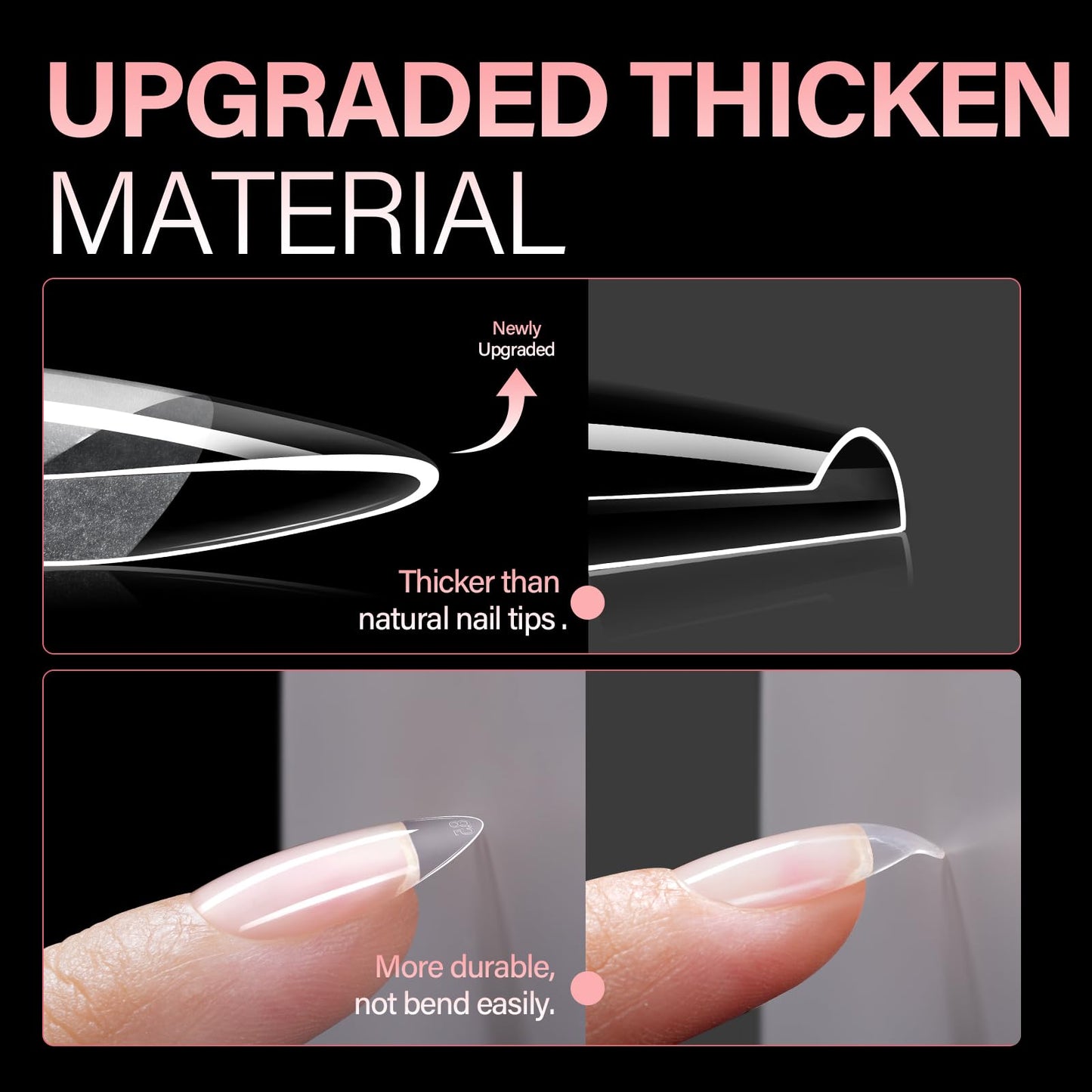 AILLSA Medium Almond Nail Tips - 450pcs Thickened False Nail Tips Half Matte Nails Tips, Fake Nails Nail Extension for Manicure