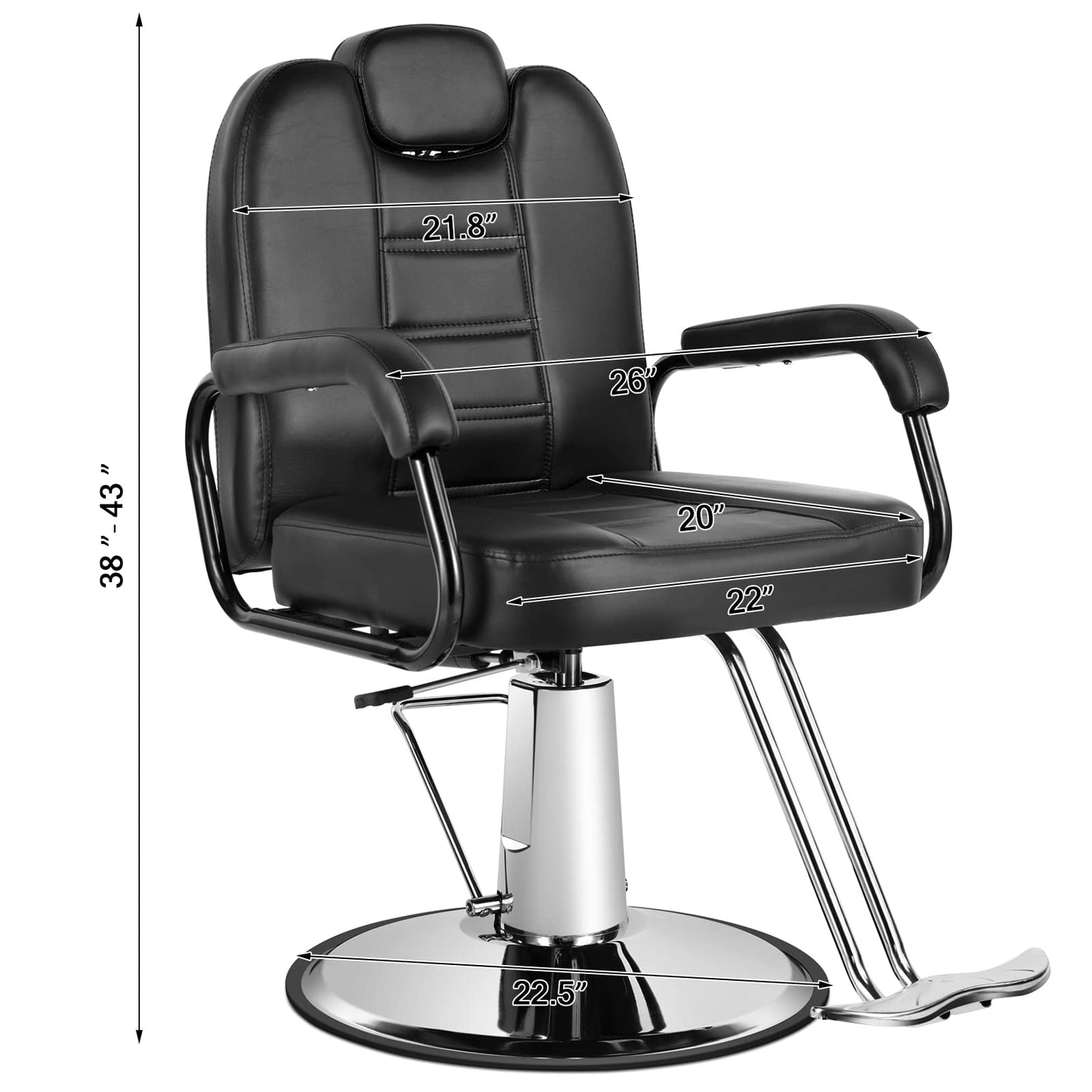 Artist hand Barbers Chairs, Heavy Duty Hydraulic Reclining Salon Chair Spa Furniture Shampoo Reclining Extra Wider Seat Beauty Hair Salon Equipment(Black)