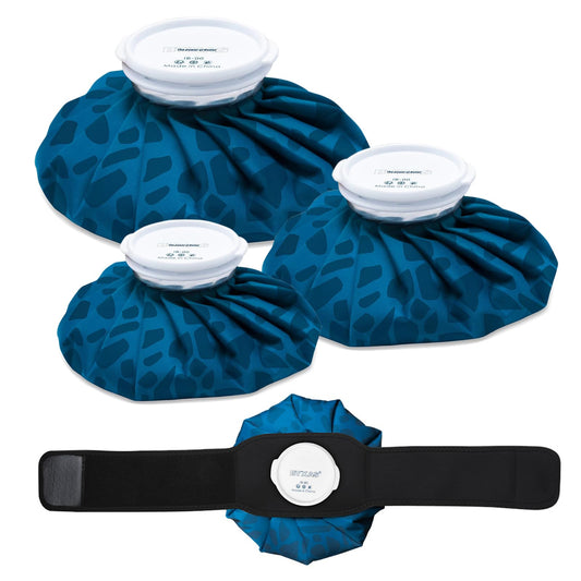 Ice Packs for Injuries Reusable, Hot & Cold Therapy Ice Bags with Elastic Breathable Support Wrap, Pain Relief, 3-Pack, 3 Sizes (6"/9"/11")