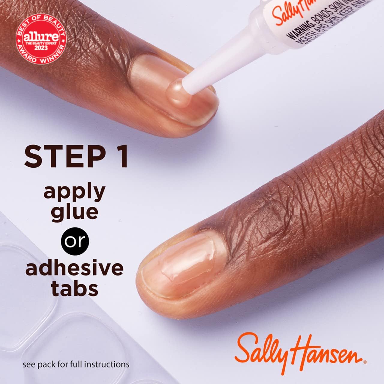 Sally Hansen Salon Effects® Perfect Manicure, Sugar Fix, Press On Nails, Square Shaped, Non-Damaging Adhesive Tabs, File, and Alcohol Pad Included (Pack of 2)