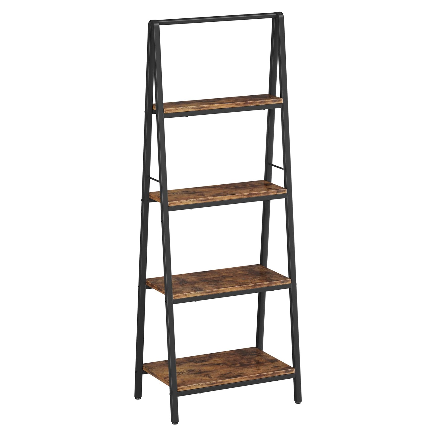 Homeiju Ladder Shelf, 4-Tier Leaning Ladder Bookshelf, Rustic and Wood Ladder Shelf Bookcase, Industrial Ladder Shelf Storage Rack for Home Office, Bedroom, Bathroom or Kitchen