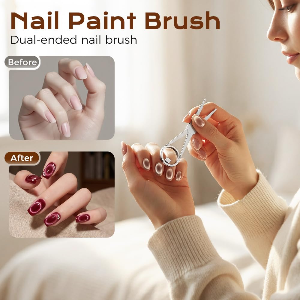 2026 New Ring-Shaped Cat Eye Magnet for Nails,Circular Magnet & Two Tip Scissor Tool for Cat Eye Gel Polish, Home DIY, Beginners & Nail Artists (2 Ring + 2 French magnet)