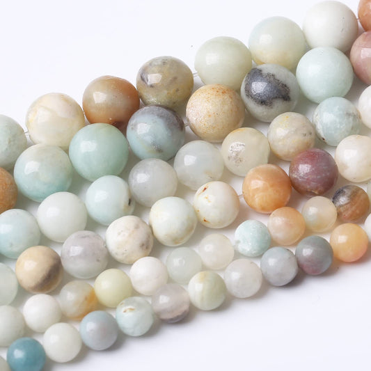 45PCS 8MM Natural Amazonite Beads Round Loose Stone Beads for Jewelry Making DIY Energy Stone Healing Power Bracelet 15"