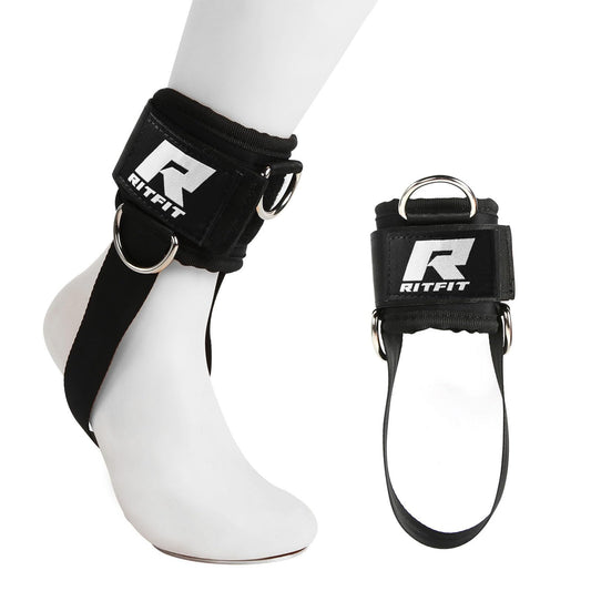 RitFit Kickback Ankle Straps Padded Ankle Strap for Cable Machine,Strong Hook and Loop,Reinforced 3 D-Ring, Adjustable Comfort fit Neoprene - Premium Ankle Cuffs to Enhance Abs, Glute & Leg Workouts