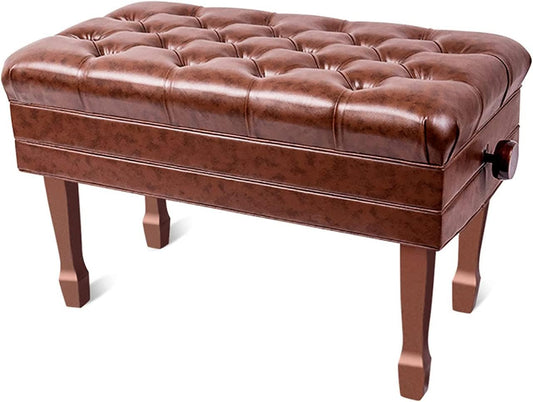 ZHOUYANB Piano Stool Dressing Table Wooden Luxury Bench Soft Genuine Leather with Waterproof Cushion and Strong Solid Wood Frame 200kg Load Capacity 84 X 47 49-59c (Teak One Size)