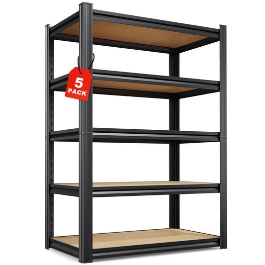 Set of 5 71"H Garage Shelving-5 Tier Garage Storage Shelves,Adjustable Heavy Duty Metal Shelving Unit and Storage Large Rack,Utility Steel Shelf For Warehouse Industrial Pantry Basement 32"Wx14"D