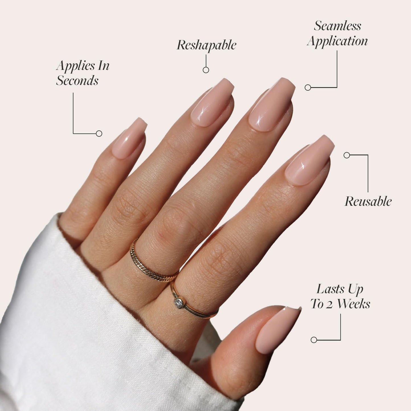 Glamnetic Press-On Nails Bundle - Exposed & Ballet Pink | Medium Coffin Fake Nails, Nude Opaque Neutral | Opaque Light Blush Pink Short Almond False Nails | Reusable, Salon-Quality Nail Kits