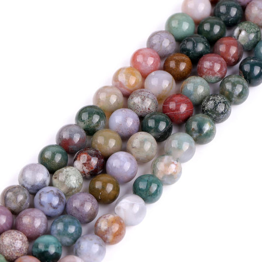GEM-Inside Indian Agate Gemstone Loose Beads 8mm Round Crystal Energy Stone Power for Jewelry Making 15"
