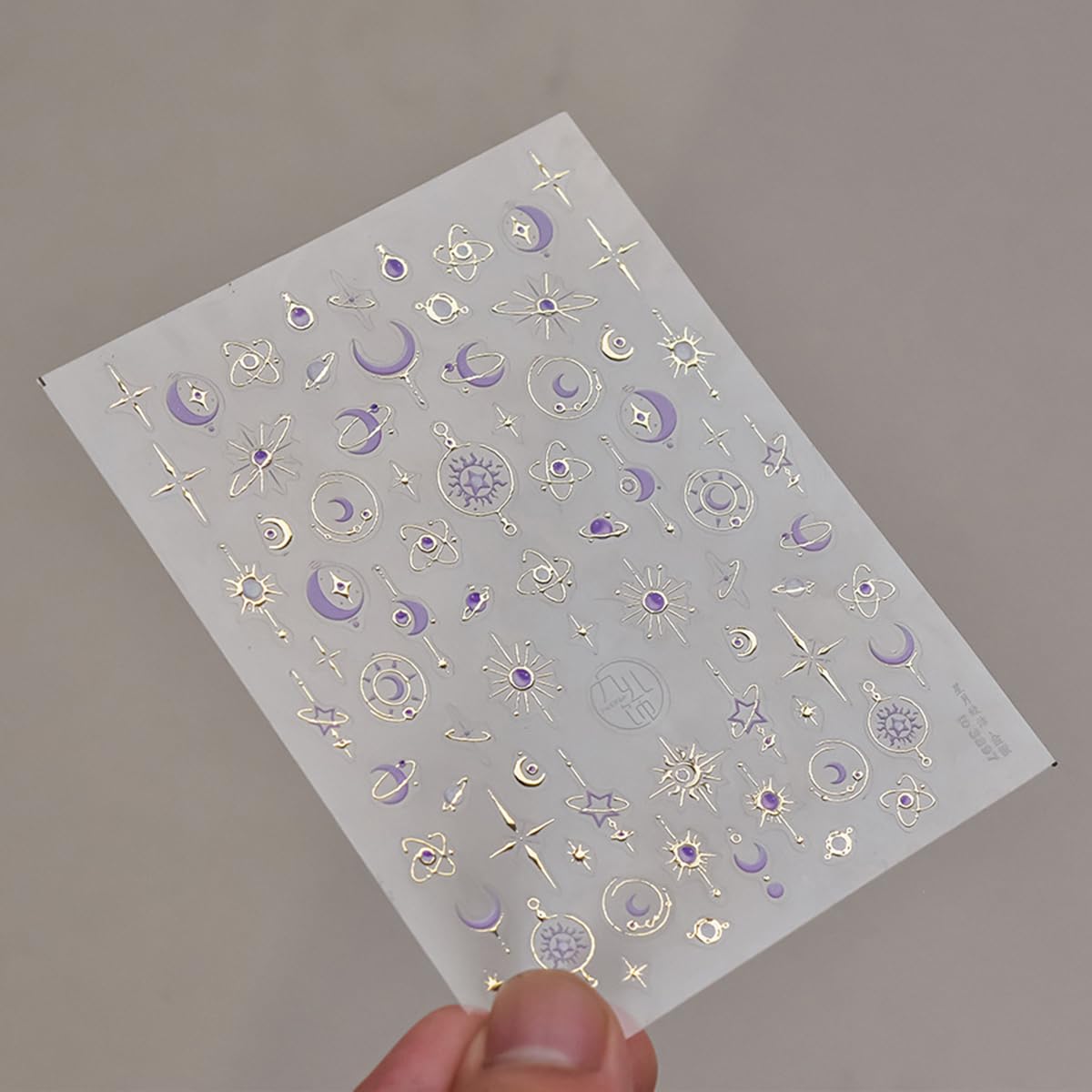 Star Moon Nail Art Stickers Golden 5D Embossed Star Nail Decals 1PCS Purple Gold Star Sun Moon Luxury Design Self-Adhesive Nail Stickers Designer Nail Decals for Acrylic Nails DIY Manicure Decorations