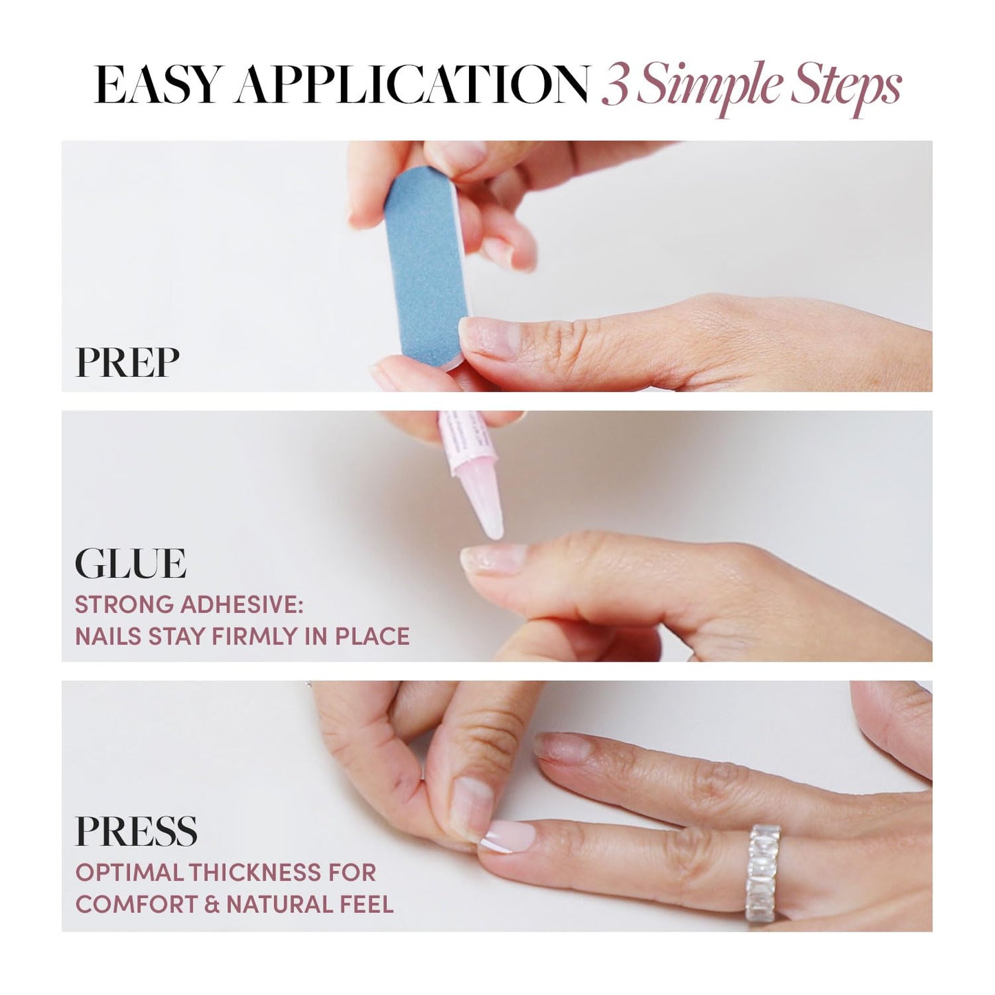 Glamnetic Press On Nails - Fall Mauve | Opaque Muted Blush Mauve Short Oval Fake Nails, Salon Quality | 15 Sizes - 30 Nail Kit with Glue