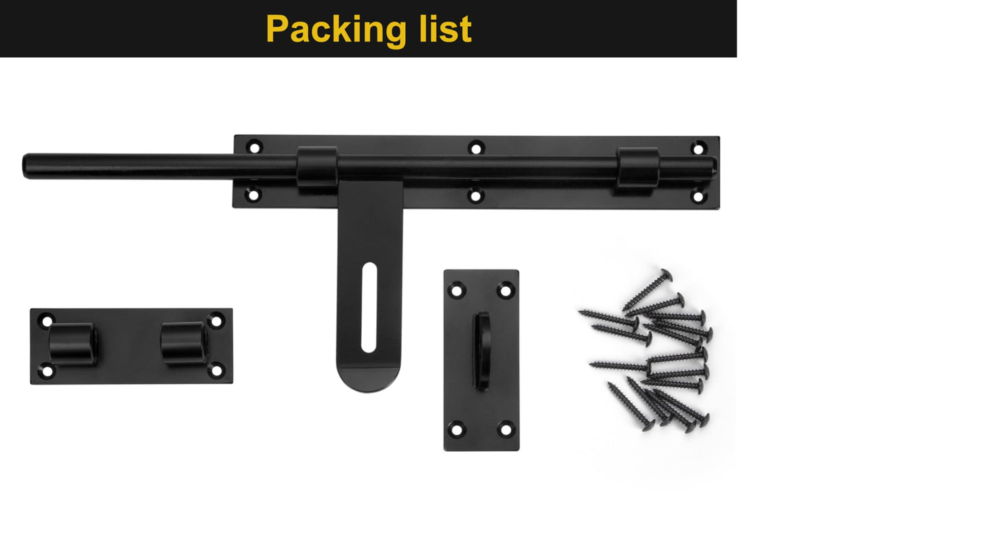 Heavy Duty 17" Carbon Steel Slide Bolt Latch - Extra Thick Security Lock for Barn Doors, Fence Gates, Warehouse, Entry Gates - Left/Right Hand Installation, Welding & Screw Mount (Patent Pending)