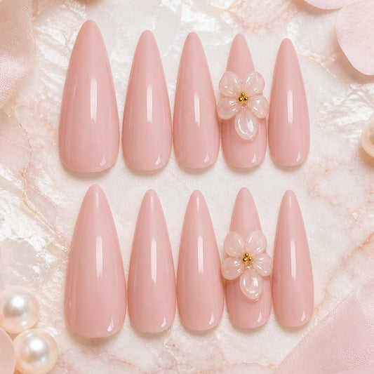 2IM Studio Handmade Press On Nails – 10 Piece Soft Gel Nail Kit with Glue & Tool Set, Reusable Artisan Nails, Salon-Quality Finish (Blush Petal-XS)