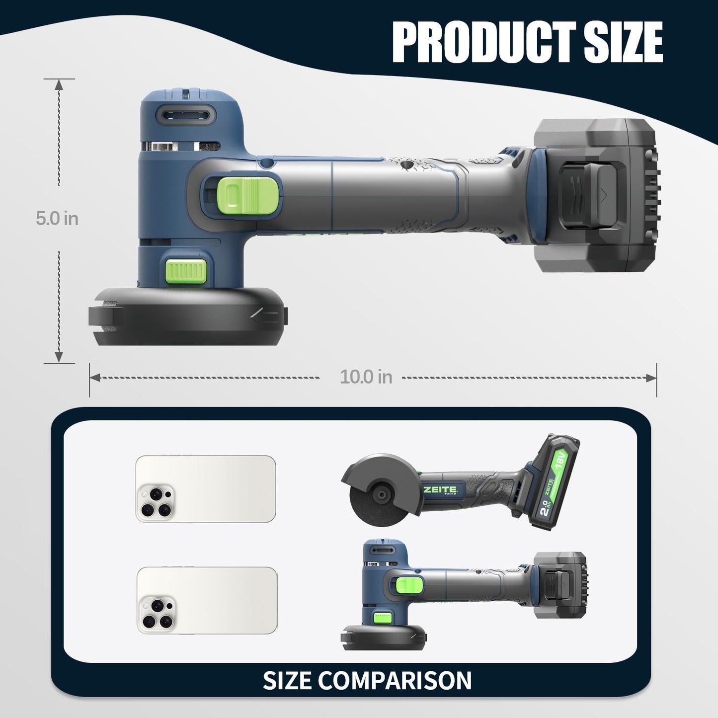 ZEITE 3" Cordless Cut Off Tool,20V Mini Multi-Cutter,Portable Metal Chop Saw,Max Cutting Depth 1/2",3 Cutting Discs & 1 Flap Disc,2.0Ah Battery and Fast Charger