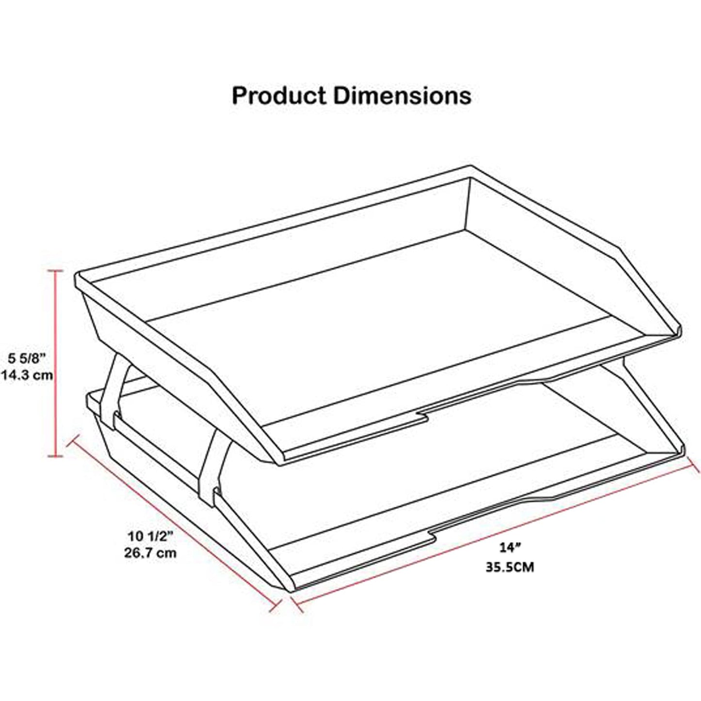 Acrimet Facility 2 Tier Letter Tray, Side Load, Letter Size/A4, Desktop File Organizer, Plastic (Black Color)