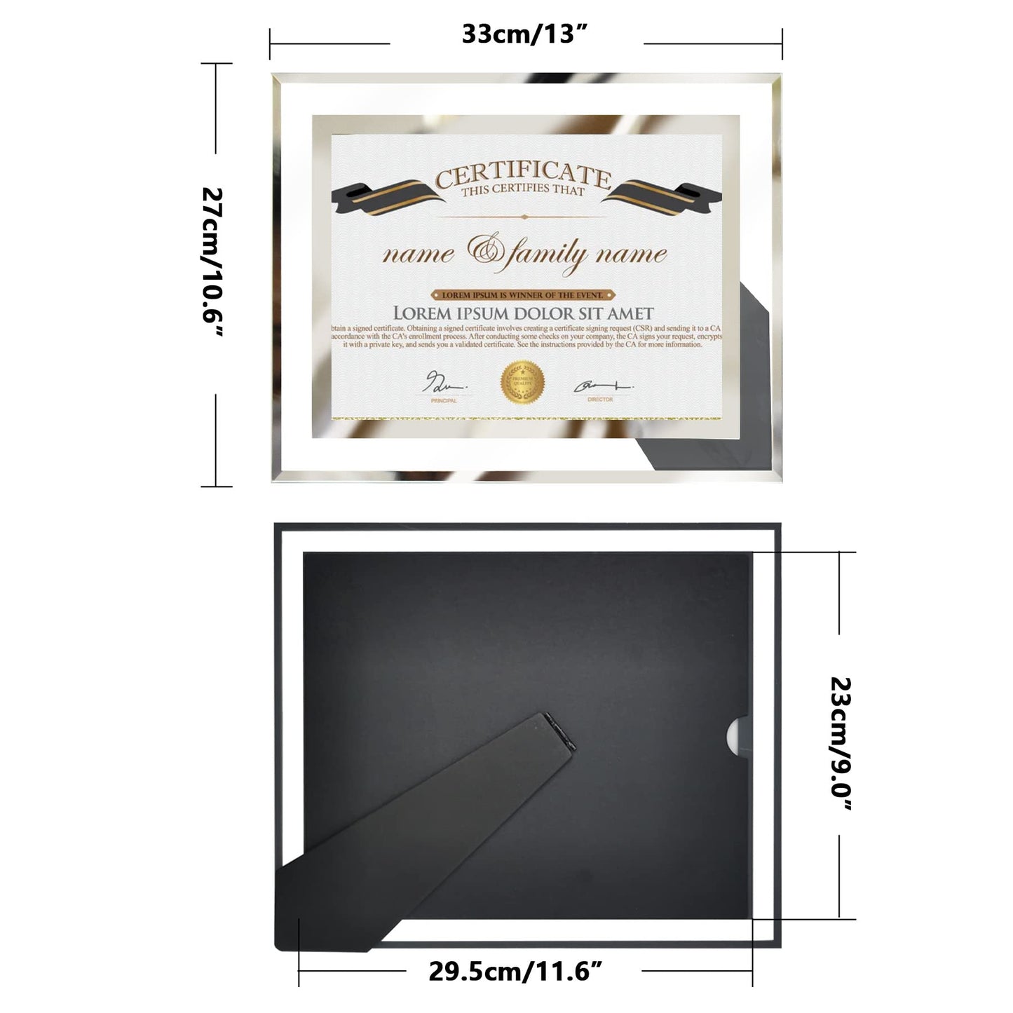 LUCKYLIFE 8.5x11 Picture Frame Glass Certificate Document Frame for Tabletop Display, 1 Pack