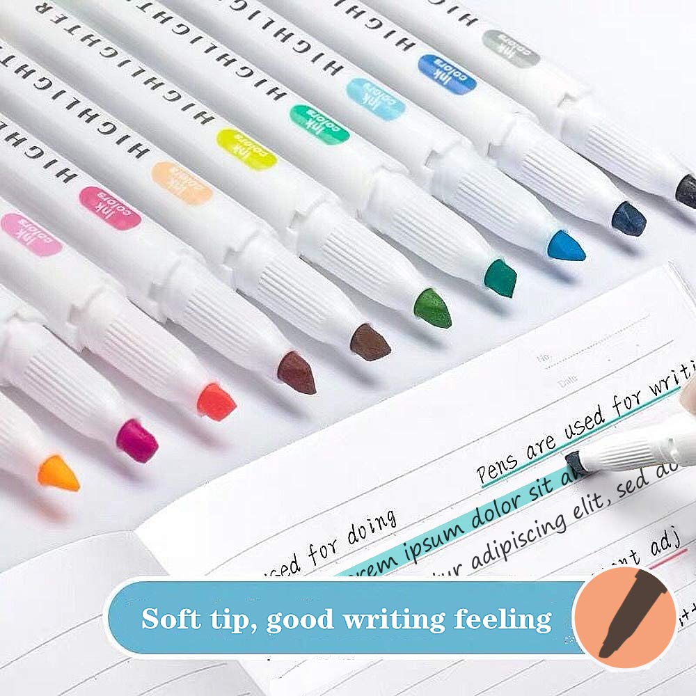 YOOUSOO 25 Pack Pastel Highlighters Assorted Colours, Dual Tip Bible Highlighter, Chisel Tip Mild Highlighters No Bleed Fluorescent Highlighter Pens for School Student Office Journals