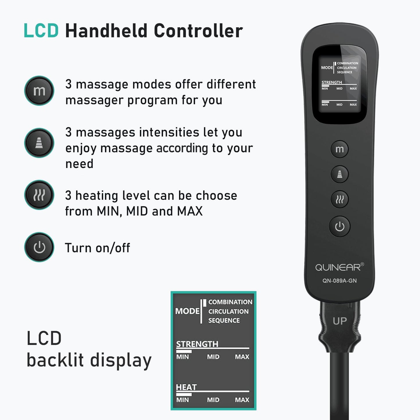 QUINEAR Leg Massager for Circulation and Pain Relief, Heating Leg Compression Massager with 3 Modes, Foot and Calf Massager with 3 Intensities 3 Heats - Gift for Mom and Dad