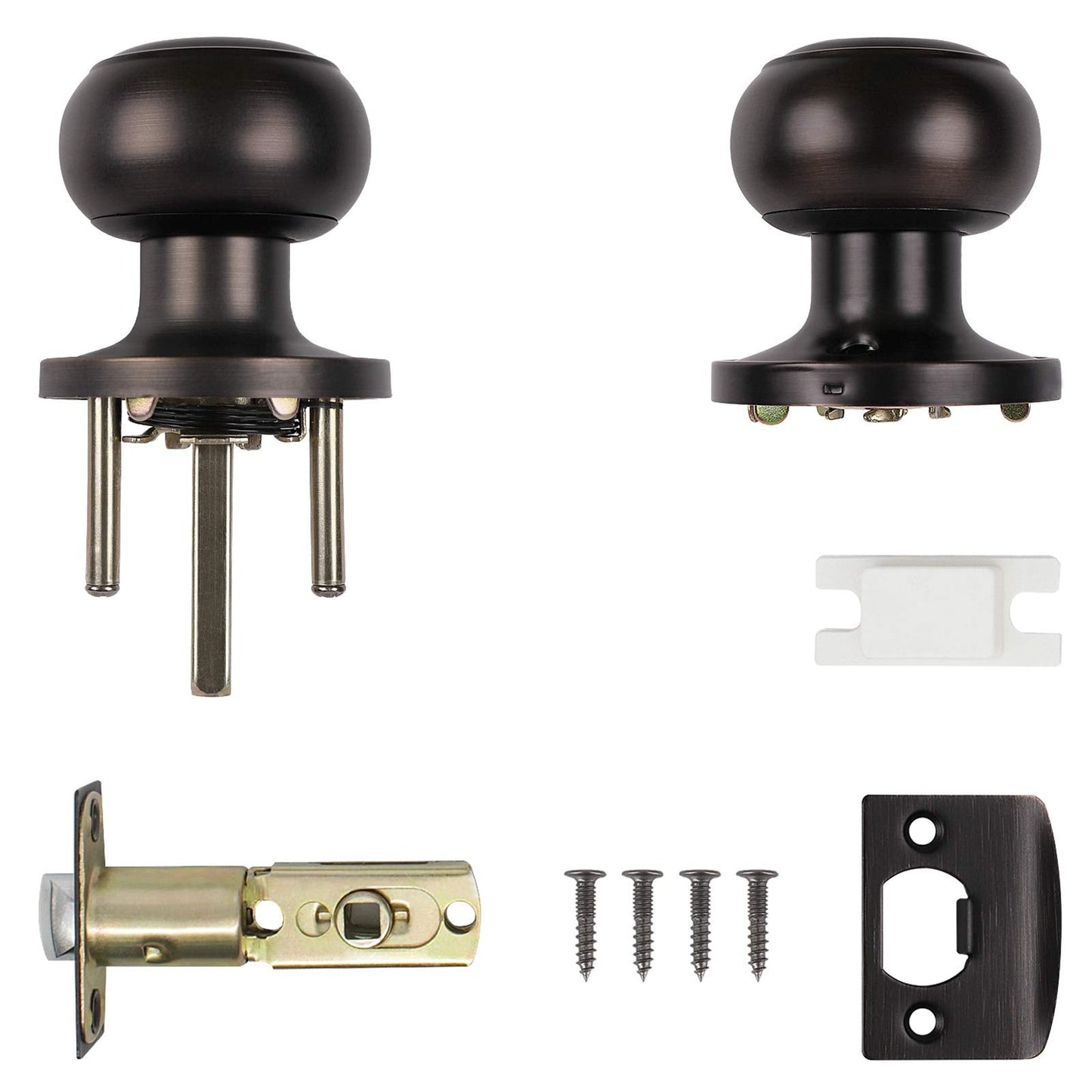 Probrico Door Knobs Interior, Closet Door Knobs Handles, Oil Rubbed Bronze, Passage Function Keyless, 3 Pack