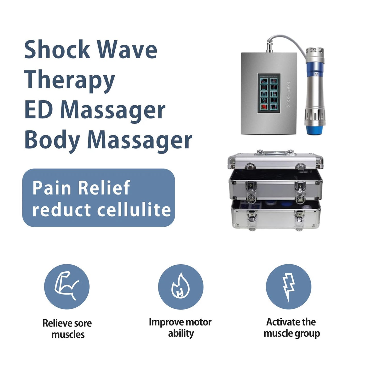 Electric Shockwave Therapy Machine for Joint Muscle Pain, Focused Shock Wave Machine with Touchscreen, Extracorporeal Shock Wave Device for Relieve Elbow Foot Knee Back Aches Home Use