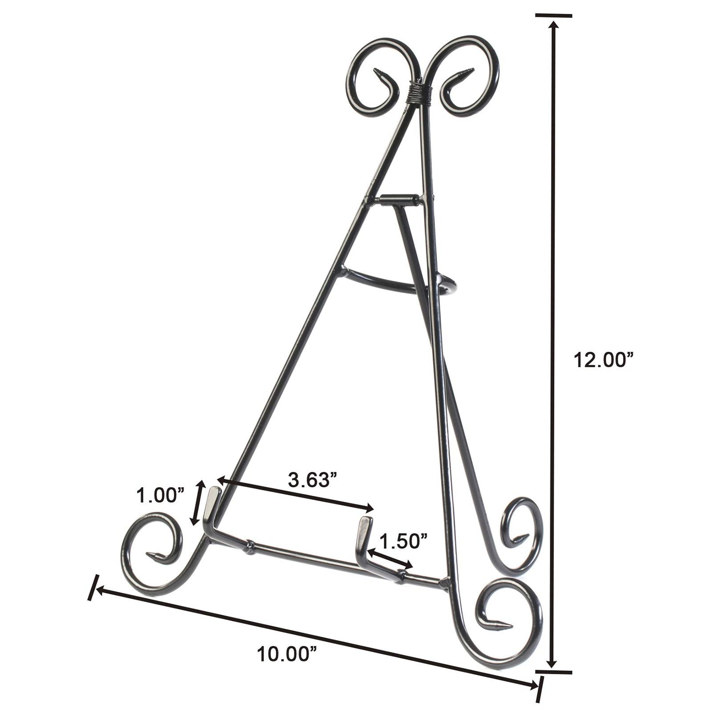 Huji Sturdy Iron Display Stand Holder For Home Kitchen Decoration Platters, Pictures, Frames and Books. (1, 12")