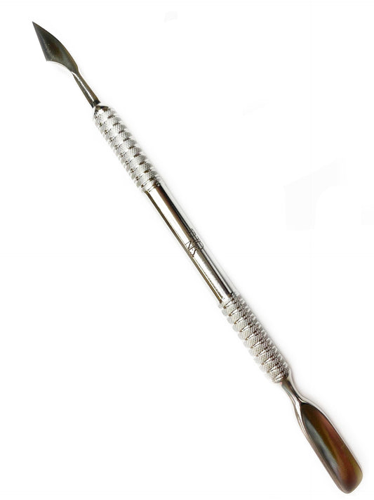 Cuticle Pusher (Rounded Pusher and Straight Wide Blade) Stainless Steel Manicure Professional Nail Care Tool/Empujador de Cutícula