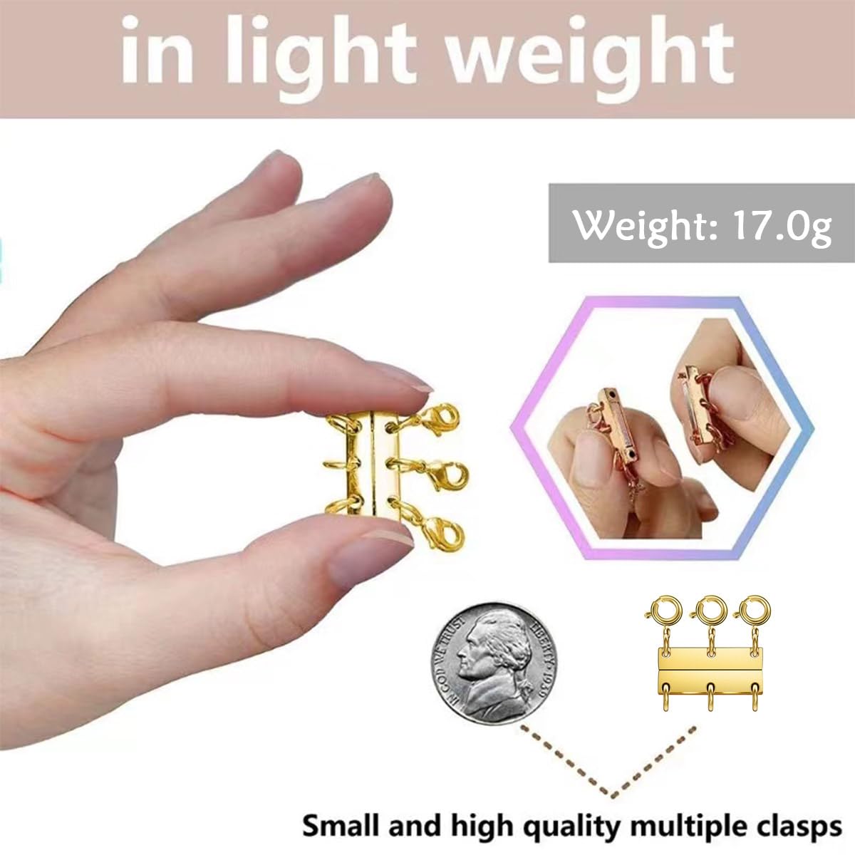 Layering Magnetic Necklace Clasps, Multiple Necklace Clasp,Necklace Clasps for Layered Look，Stainless Steel Chain Link Clasps for Necklaces and Bracelets, Silver, Gold (3 Silver A)