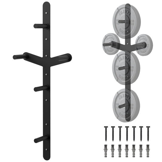 Weight Plate Storage Rack, Wall Mounted Bumper Plate Weight Rack Storage, Space Saving Strength Training Plate Trees for Garage Home Gym Strength Training, Load Up to 700 LBS, 3-Peg, Fit 2" Plates (Weight Plate Storage Wall Mount)