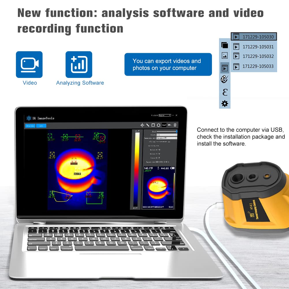 Thermal Imaging Camera, Pocket-Sized Infrared Camera with Real-Time Thermal Image, Temperature Measurement Range -4°F to 572°F, Mini IR Thermal Imager, Hti-Xintai (HT-03)