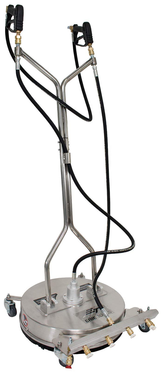 21" Stainless Steel Surface Cleaner with Wheels, 4 Nozzle Front Spray Bar, Side Nozzles, Pressure Washer Attachment