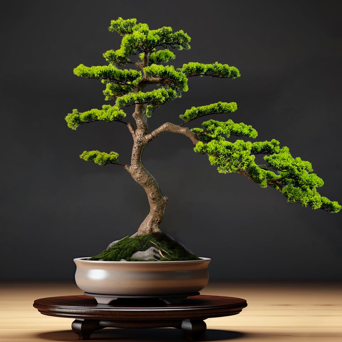 VIGGDA 3ft（36in） Artificial Bonsai Tree Juniper Faux Plants Indoor Big Fake Plants Decor with Ceramic Pots for Home Table Office Desk Shelf Bedroom Living Room Decorations (Green)
