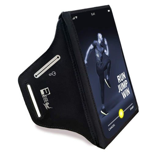 RevereSport Waterproof Running Armband for Phone with Case On (Otterbox, Lifeproof). Sports Phone Holder Compatible iPhone 17/16/15/14/13/12/11/SE Samsung S25/S24/S23/S22/S21/S20 (Medium)