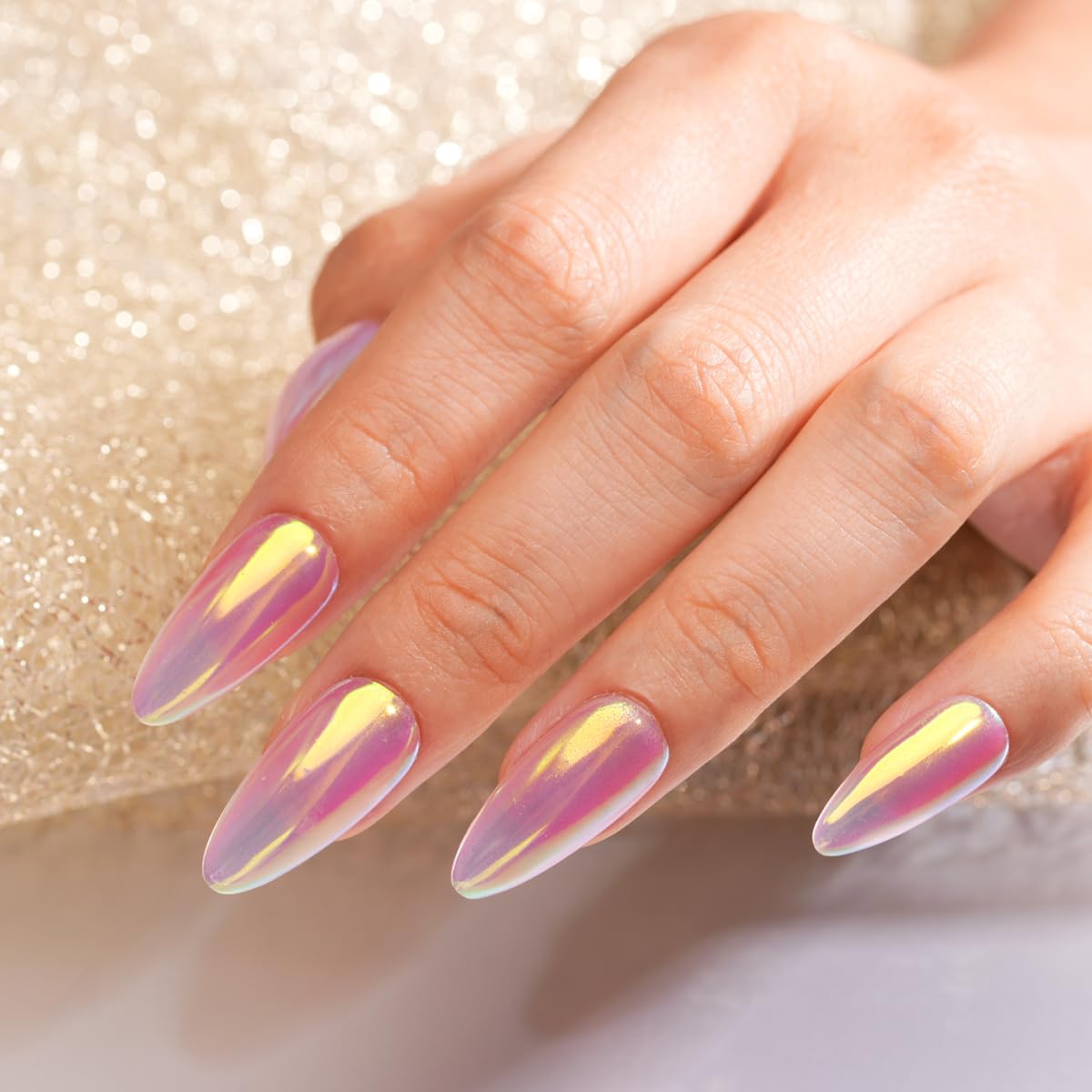 Pretty Diva Aurora Chrome Nail Powder, Unicorn Mermaid Iridescent Chrome Powder for Nails, Aurora Nail Powder Glitter Pigment Iridescent Nail Chrome Powder for Gel Nail Art Decoration