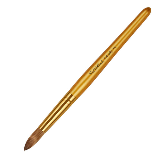 varnishea Kolinsky Acrylic Nail Brush Golded Solid Wood Handle Professional Manicure Brushes for Powder Nail Acrylic Application - Salon & DIY Nail Art Essentials - Size 16, 1.0 Count