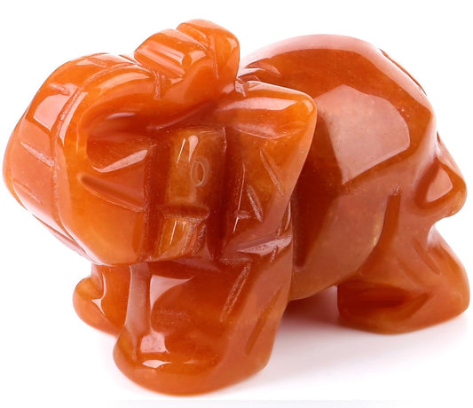 QINJIEJIE Red Aventurine Crystals Elephant Decor Cute Desk Stones Polished Figurine Natural Gemstones Luck Decoration Home Room Office Pocket Hippie Statue Meditation Spiritual Gift for Women