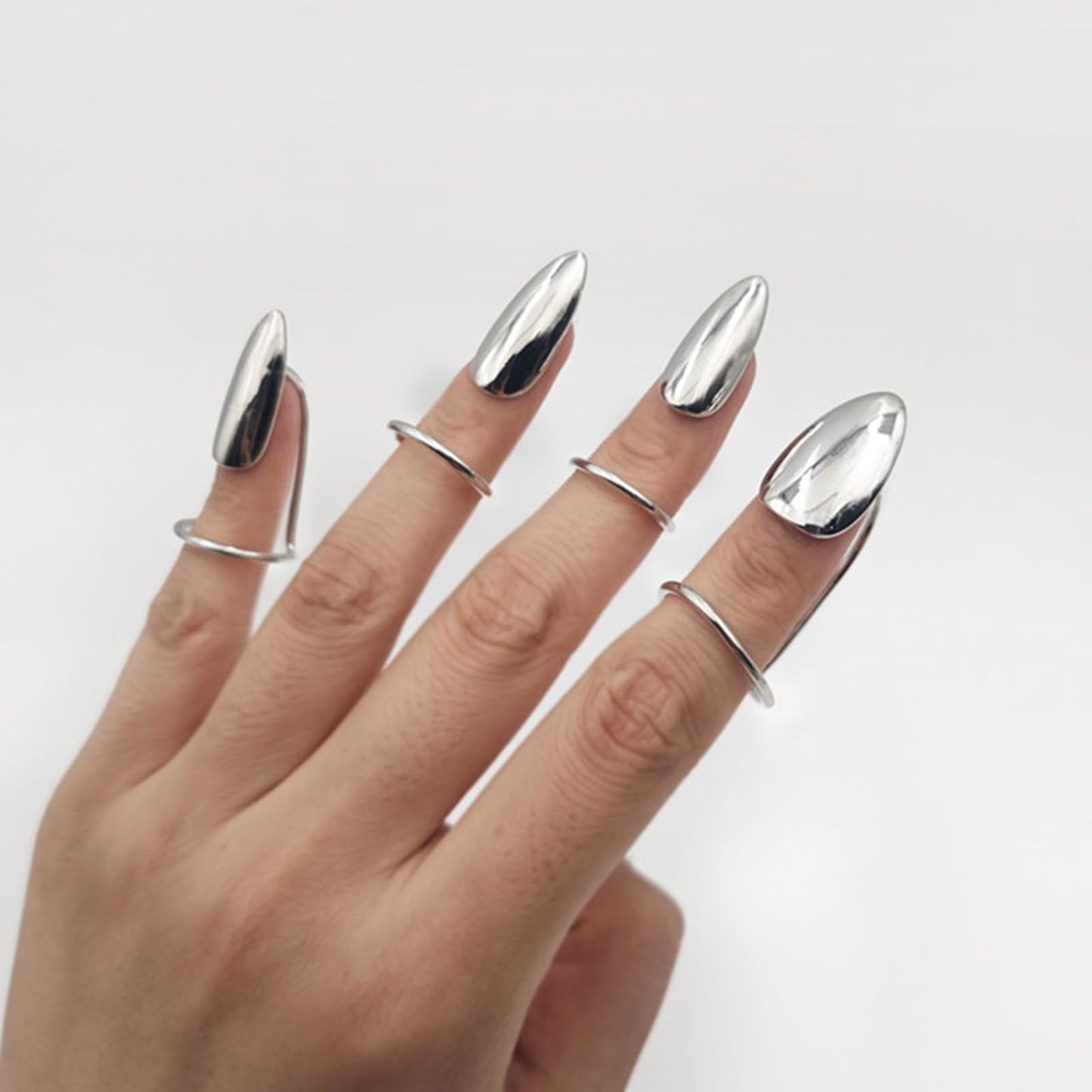 kokdid Pack Of 5 Edgy Metal Nails Rings Sophisticated Alloy Finger Jewelry For Trendy Fashion Statements And Bold Everyday Looks