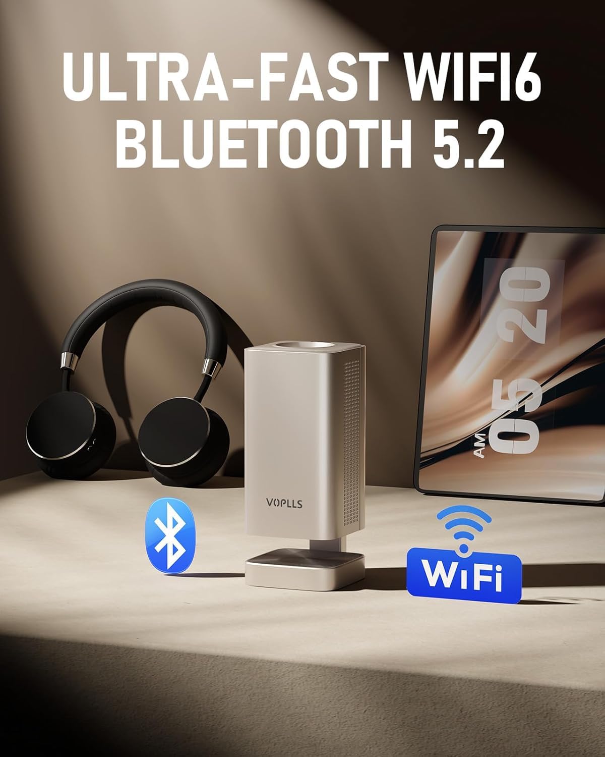 [Officially-Licensed APP & DoIby Audio] Smart Mini Projector with WiFi and Bluetooth, VOPLLS 2000ANSI Portable Outdoor Projector 4K Support with TOF Real-Time Focus, Native 1080P Home Movie Projector