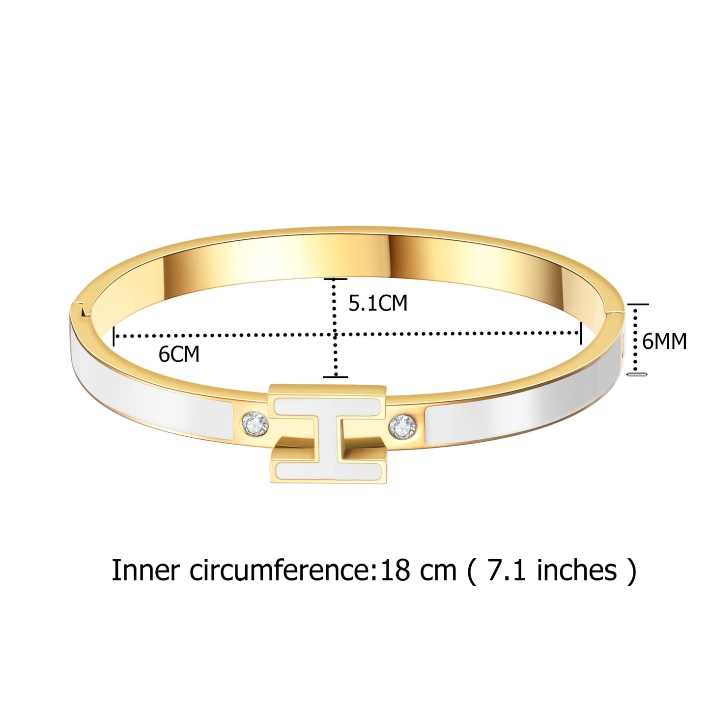 Hothink Gold Bracelets for Women,H Bracelet,Bangle Bracelets for Women,Dainty Bracelet Jewelry Easter Christmas Mothers Day Gifts for Women (White)