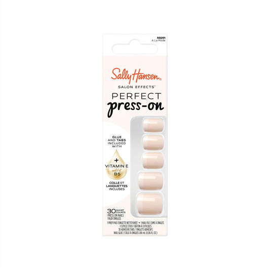 Sally Hansen Salon Effects® Perfect Manicure, À La Mode, Press On Nails, Square Shaped, Non-Damaging Adhesive Tabs, File, and Alcohol Pad Included