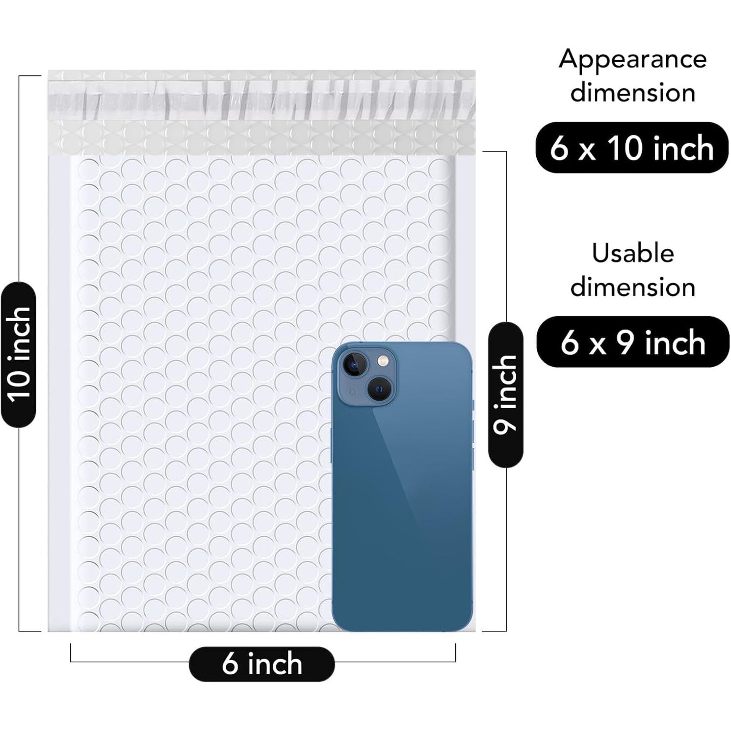 Fuxury Bubble Mailer 6x10" 100 Pack White Bubble Mailers Usable Size 6x9" Self Seal Padded Mailing Envelopes Opaque Bubble Padded Mailer for Small Business Mailing Jewelry Makeup Small Items