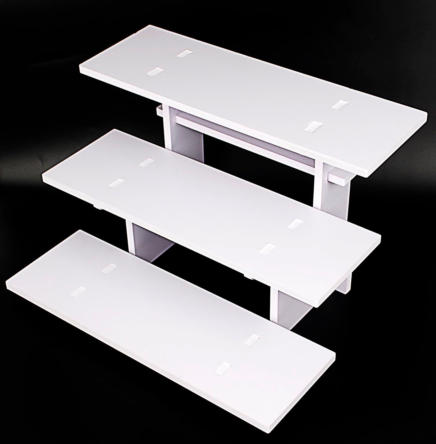 HAOWUJIN 3 Tier Staight Retail Display Racks Portable Product Shelves, White Store Retail Display Stand, Cupcake Stand, Candle Tumbler Display Rack for Craft Shows, Trade Shows, Farmers Market