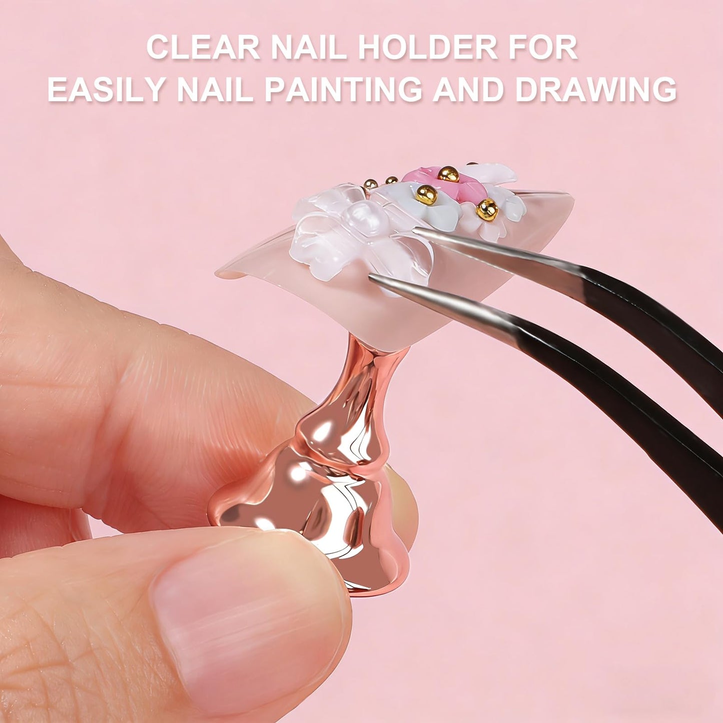 Fandamei Nail Art Stand, 2 Set Nail Holder for Painting Nails, Nail Stands for Press on, Press on Nail Stand for Practice, Magnetic Acrylic Nail Display Holders for Nail Art with Double-sided Tape