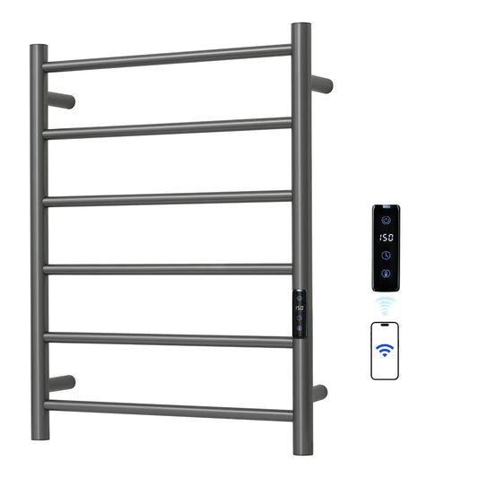 SHARNDY Electric Towel Rack with Voice Control for Alexa & Google Home,TUYA - Wall-Mounted Bathroom Heating Towel Warmer,Plug-in,Stainless Steel Material (Gungrey with WiFi, 6 Bar)
