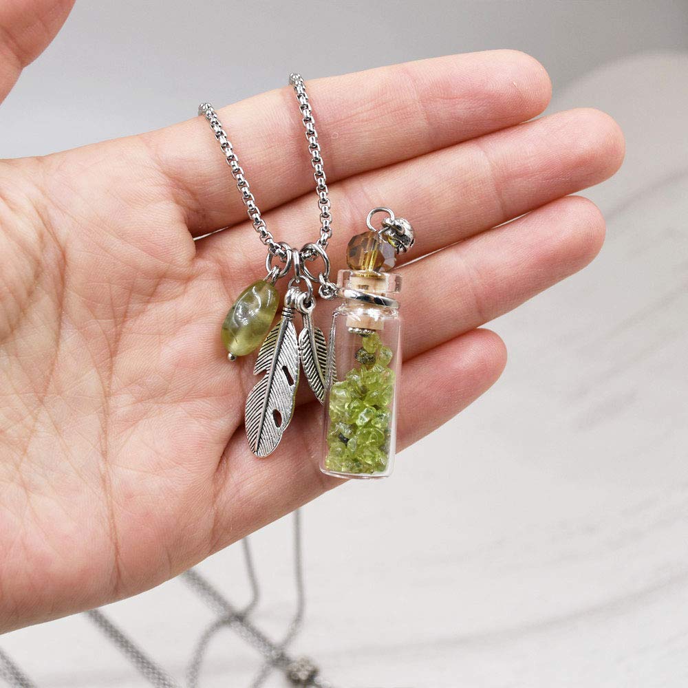 CoolDIY Aromatherapy Essential Oil Diffuser Necklace Locket Pendant Stainless Steel Perfume Necklace Crystal stone Glass vial Necklace (Pink)