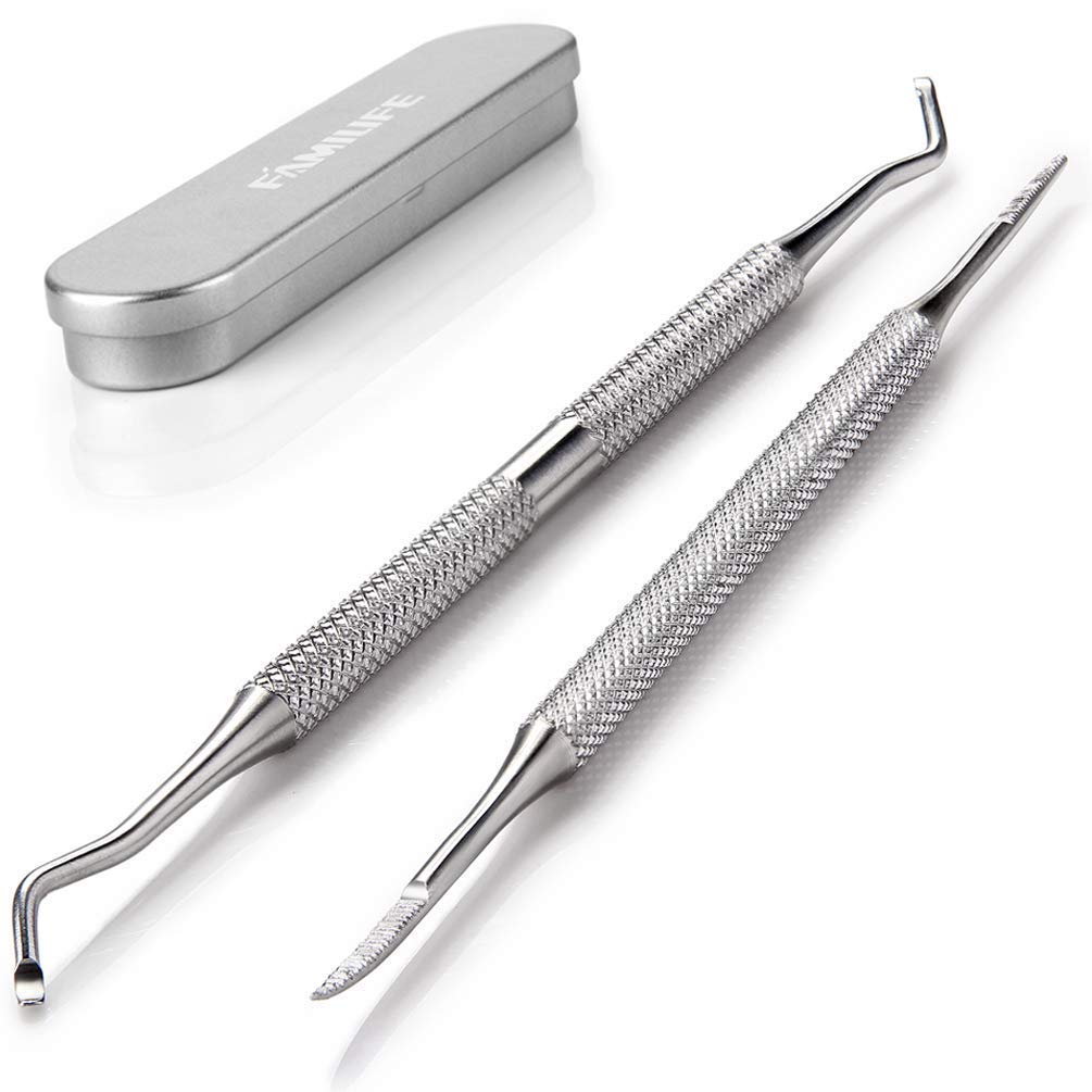 FAMILIFE 13pcs Manicure Set With Rose Gold Professional Grooming Kit Pink Leather Travel Nail Case and 100% Stainless Steel Ingrown Toenail File and Lifter Double Sided with Storage Portable Case