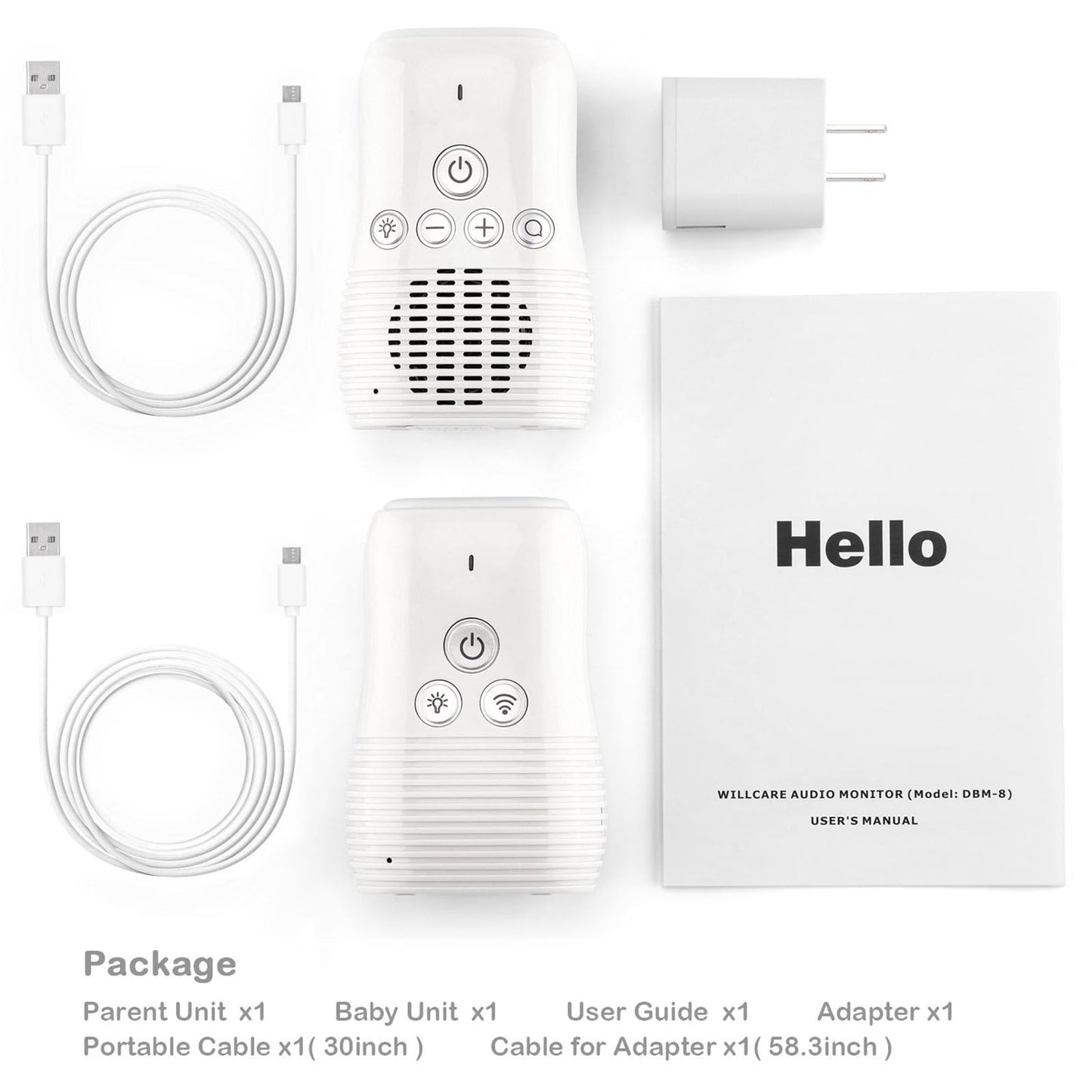 Baby Monitor Audio Only, Baby Sound Monitor for Baby Sleeping 2.4GHz Wireless Two Way Talk Night Light Noise Detection, 20 Hours Standby Time