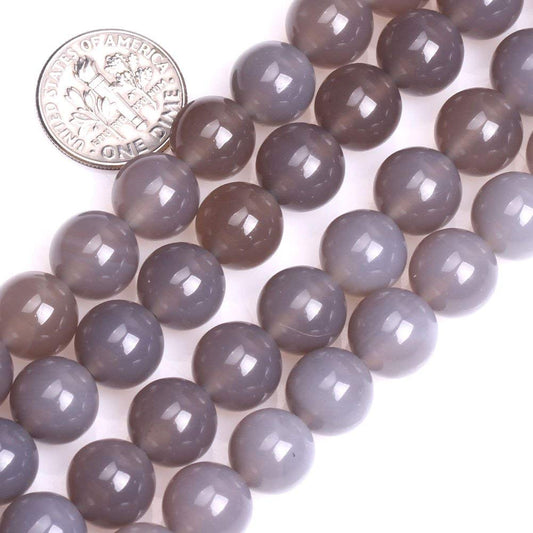8mm Natural Gray Agate Beads Round Gemstone Loose Beads for Jewelry Making (46-48pcs/strand)