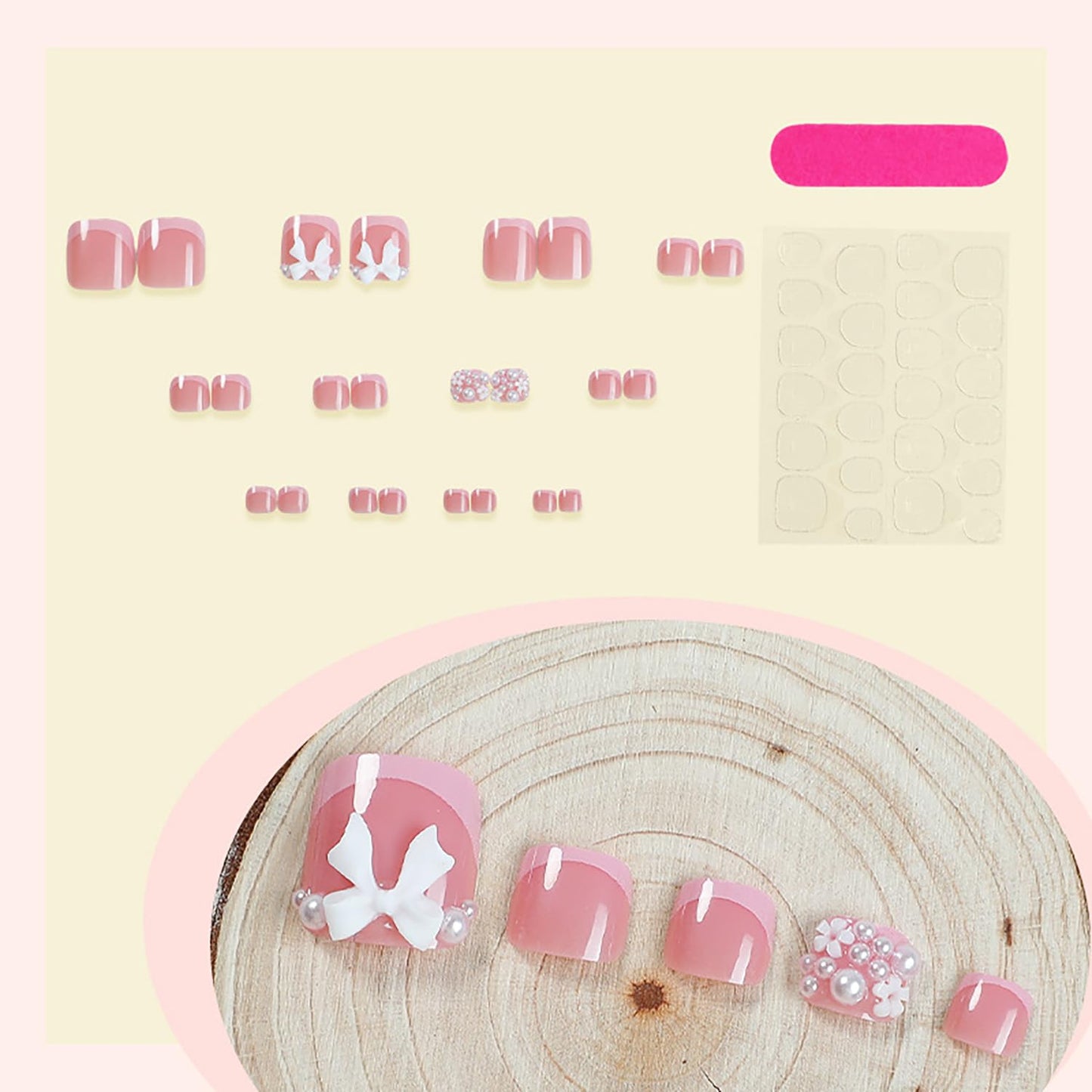 FIEONCIY Press on Toenails with Designs Acrylic Fake Nails for Toe Artificial False Nails with Charms Glue on Toe Nails for Spring Summer Stick on Toenails for Women Girls(XH11233)