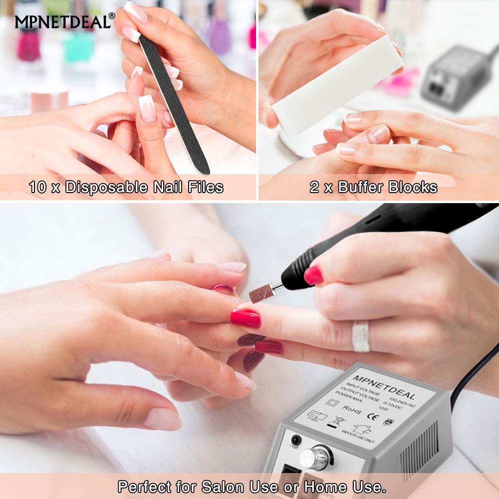 Electric Nail Drill Machine Manicure Pedicure Kit Electric Nail Art File by MPNETDEAL (Gray SetA)